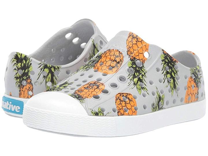Native Kids Shoes Jefferson Print (toddler/little Kid) (mist Grey/shell White/pineapple) Kids Shoes