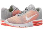 Nike Air Max Sequent 2 (wolf Grey/white/bright Mango/sunset Glow) Women's Running Shoes