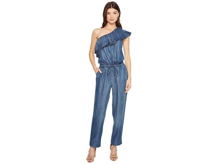 1.state Ruffle Edge One Shoulder Jumpsuit (cassis Wash) Women's Jumpsuit & Rompers One Piece