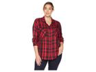 Sanctuary Plus Size Boyfriend For Life Shirt (cherrywine Plaid) Women's Clothing