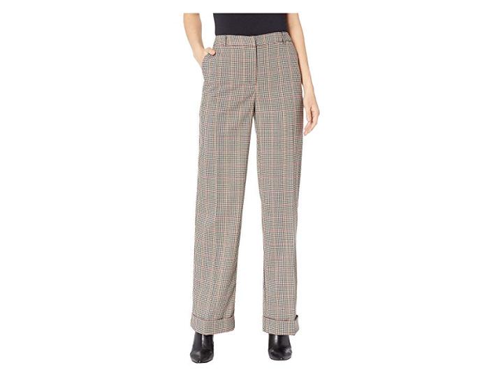 Vince Camuto Country Check Wide Leg Cuffed Pants (rich Black) Women's Casual Pants