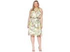 Adrianna Papell Plus Size Tahitian Tropics Fit And Flare (ivory Multi) Women's Dress