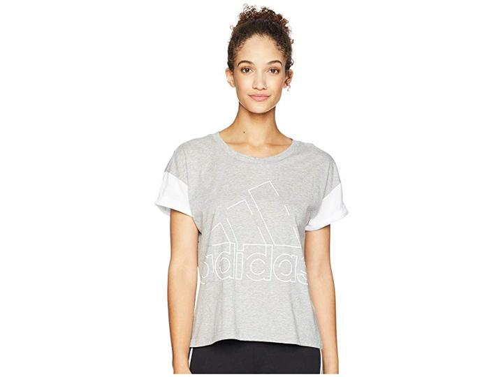 Adidas Sport Id Badge Of Sport T-shirt (medium Grey Heather) Women's T Shirt