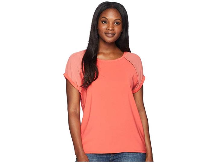 B Collection By Bobeau Isla Mixed Tee (coral) Women's T Shirt