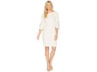 Donna Morgan 3/4 Bell Sleeve Crepe Shift Dress W/ Bow Detail At Wrist (horn) Women's Dress