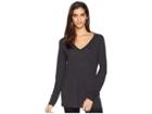 Michael Stars Brixton Jersey Long Sleeve V-neck Boyfriend Tee (black) Women's T Shirt