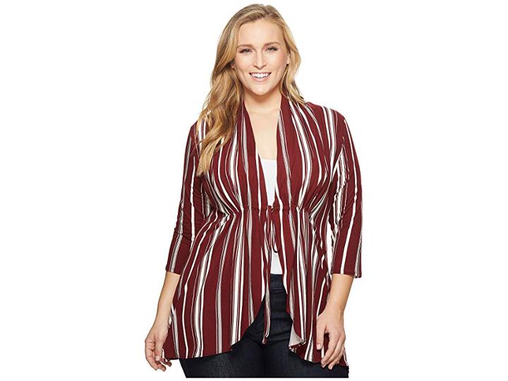 Kiyonna Lorie Printed Bellini (merlot Stripe) Women's Clothing