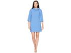 Tahari By Asl 3/4 Sleeve Sheath With Envelope Neckline And Button Detail (periwinkle) Women's Dress