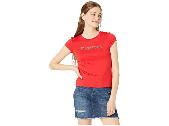 Bebe Dallas Logo Tee (red) Women's Clothing