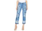Liverpool Casey Wide Cropped Leg With Embroidery In Classic Rigid Denim In Heathstone (heathstone) Women's Jeans