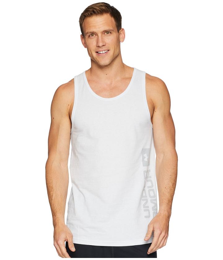 Under Armour Sportstyle Graphic Tank Top (white/overcast Gray/overcast Gray) Men's Sleeveless