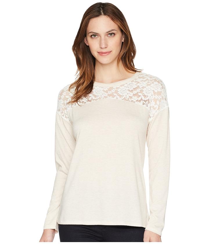 Wrangler Long Sleeve Hocci Knit Shirt (oatmeal Heather) Women's Clothing