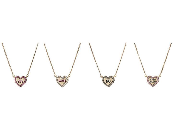 Betsey Johnson Conversation Heart 4 Pendant Set Necklace (pink) Necklace