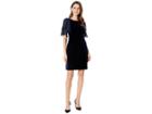 Chaps Short Sleeve Velvet Dress (navy Azure) Women's Dress