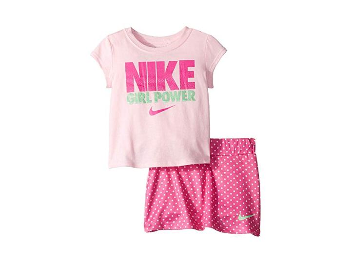 Nike Kids Short Sleeve Graphic T-shirt And All Over Print Scooter Set (toddler) (laser Fuchsia) Girl's Active Sets