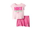 Nike Kids Short Sleeve Graphic T-shirt And All Over Print Scooter Set (toddler) (laser Fuchsia) Girl's Active Sets
