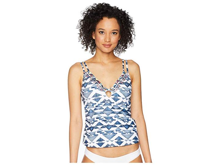 Lucky Brand Going South Tankini Top (deep Indigo) Women's Swimwear