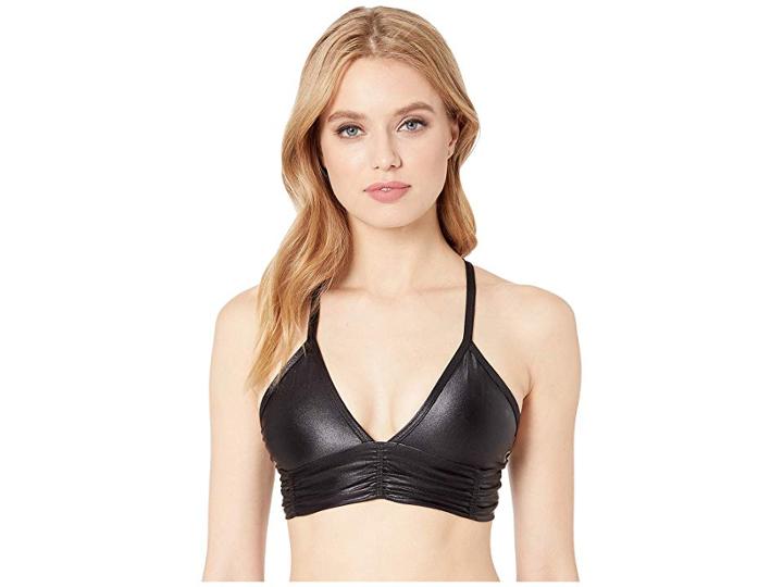 Body Language Scrunchy Top (black Shimmer) Women's Clothing