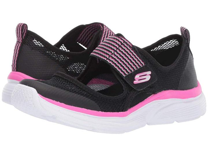 Skechers Kids Wave Lites (little Kid/big Kid) (black/hot Pink) Girl's Shoes