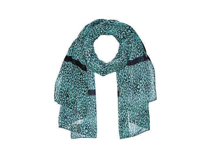 Michael Michael Kors Wavy Leopard Stripes Oblong (aqua/black/black) Scarves