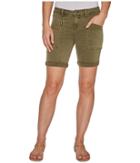Liverpool Kylie Cargo Shorts With Flat Patch Pockets On Pigment Dyed Slub Stretch Twill In Olive Night (olive Night) Women's Shorts
