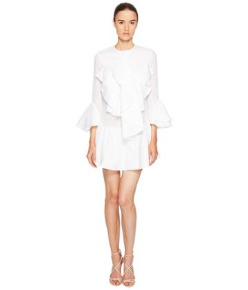 Francesco Scognamiglio Long Sleeve Ruffle Front Dress (white) Women's Dress