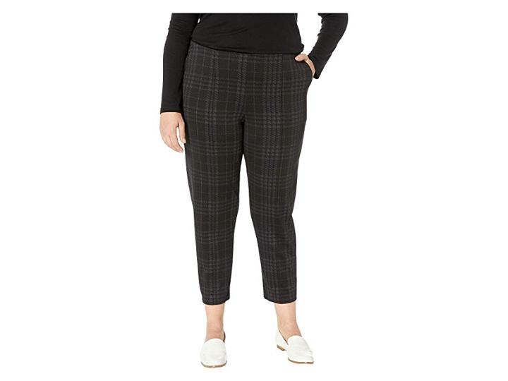 Hue Plus Size Seamed Luxe Ponte Skimmer Leggings (black/printed Plaid) Women's Casual Pants