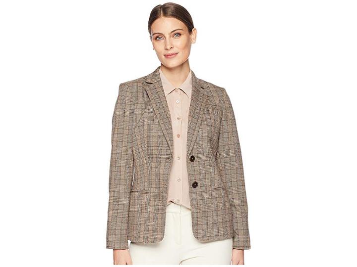 Tommy Hilfiger Plaid Jacket (cinnamon Multi) Women's Coat