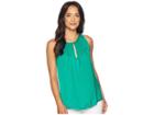Vince Camuto Sleeveless Rumple Keyhole Halter Blouse (jungle Green) Women's Clothing