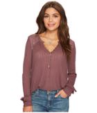 Lucky Brand Embroidered Henley (flint) Women's Clothing