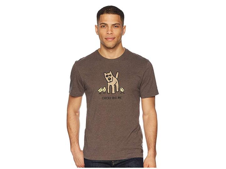 Life Is Good Chicks Dig Me Crusher Tee (heather Rich Brown) Men's T Shirt