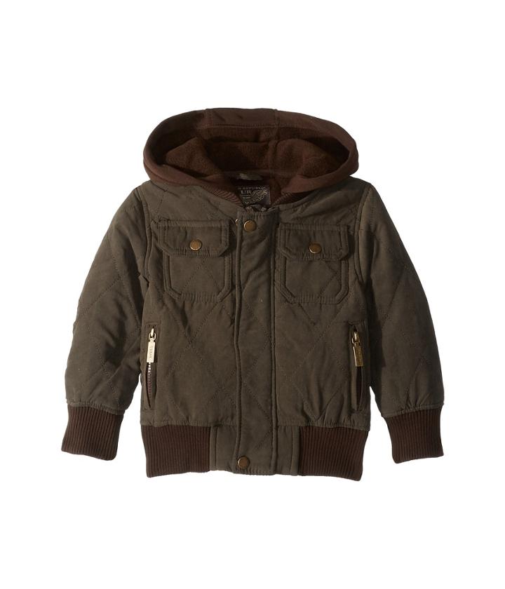 Urban Republic Kids Manuel Quilted Microfiber Bomber Jacket W/ Hoodie (toddler) (olive) Boy's Coat