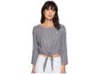 U.s. Polo Assn. Tie Front Woven Top (evening Blue) Women's Clothing