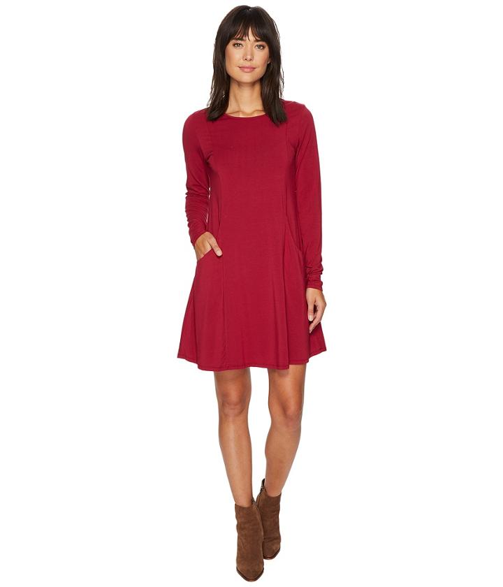 Mod-o-doc Cotton Modal Spandex Jersey Princess Seamed Dress With Front Pockets (claret) Women's Dress