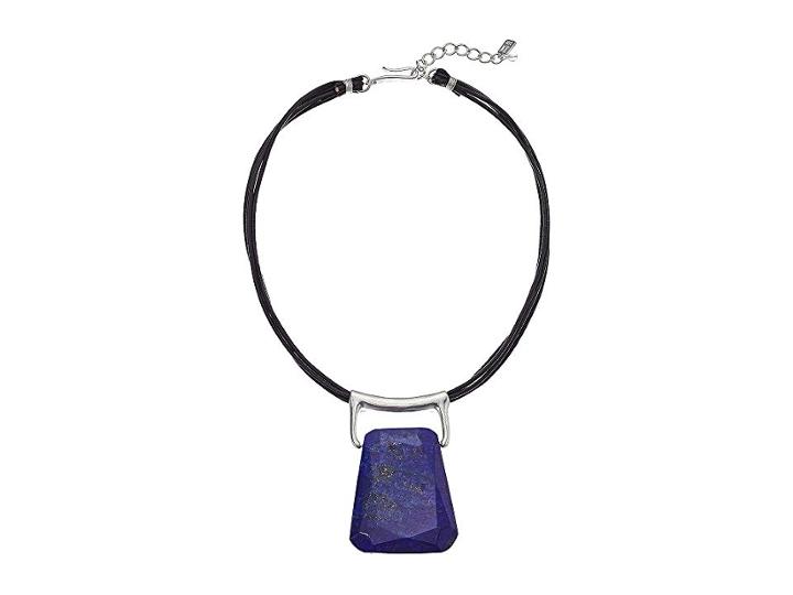 Robert Lee Morris Brown Leather And Lapis Stone Pendant Necklace (lapis) Necklace