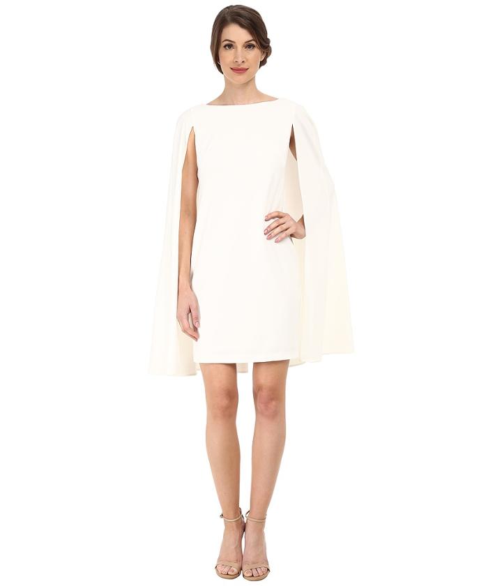 Adrianna Papell Structured Cape Sheath Dress (ivory) Women's Dress