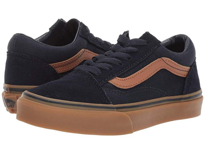 Vans Kids Old Skool (little Kid/big Kid) ((suede) Sky Captain/gum) Boys Shoes