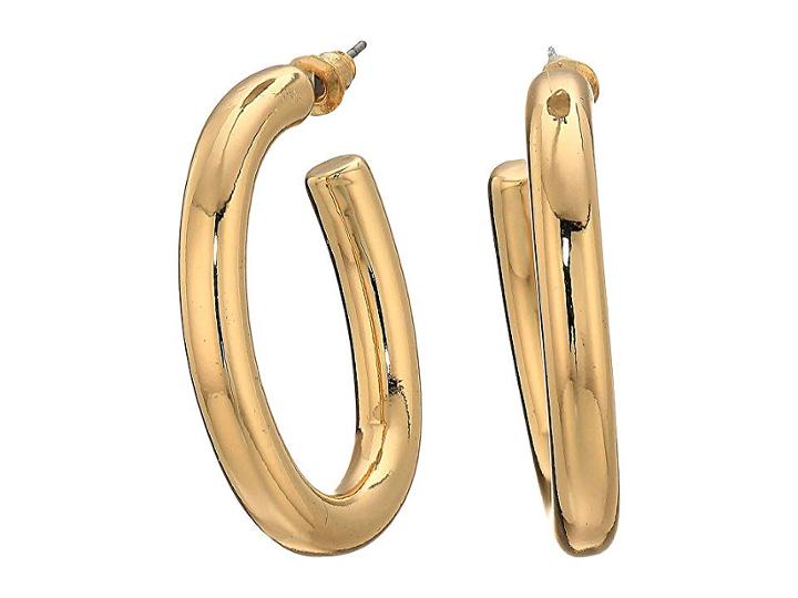 Steve Madden Open Hoop Post Earrings (yellow Gold-tone) Earring