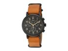Timex Weekender Chrono Oversize Leather Slip-thru Strap (tan/black) Watches