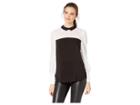 Bcbgeneration Mixed Media Collared Shirt (black) Women's Long Sleeve Button Up