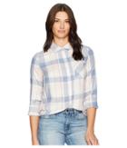 Alexander Jordan Long Sleeve One-pocket Shirt W/ Bust Darts And Hi-lo Bottom (denim/pink Plaid) Women's Clothing