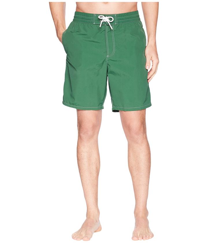 Lacoste Nylon Rear Pocket Crock Long Shorts (green) Men's Swimwear