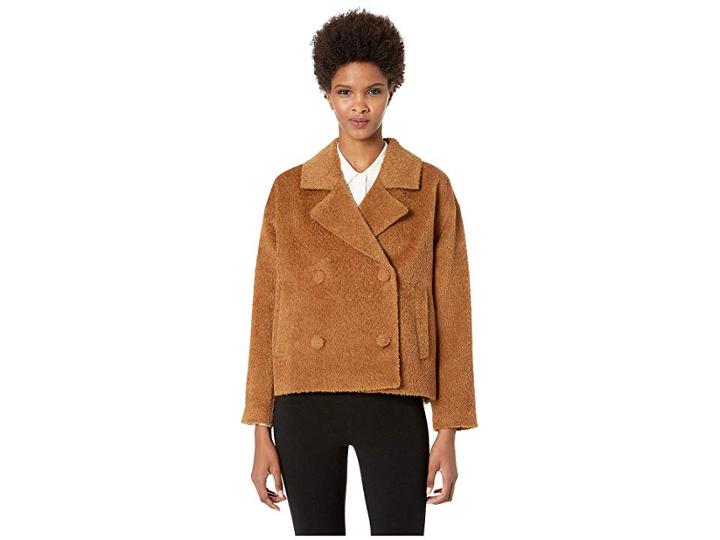 Eileen Fisher Notch Collar Short Jacket (dark Clay) Women's Coat