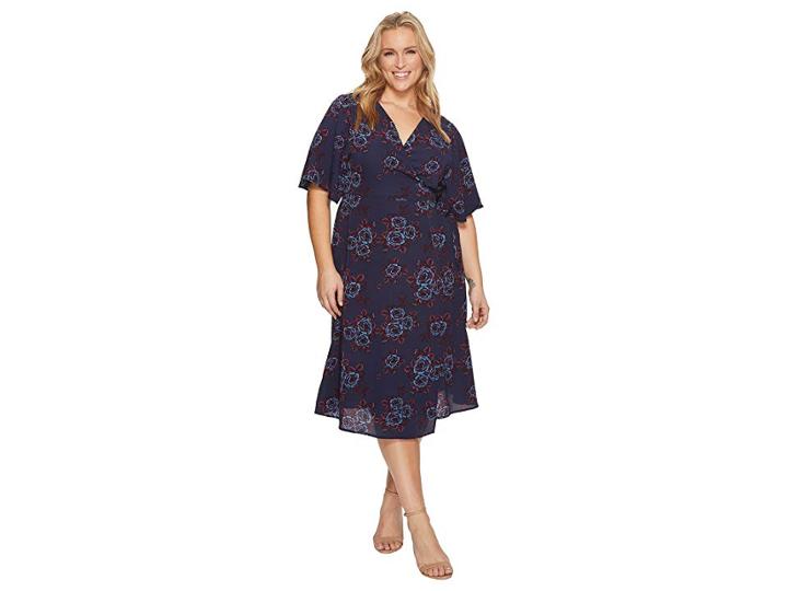 Kiyonna Cecile Chiffon Wrap Dress (rose Twilight) Women's Dress