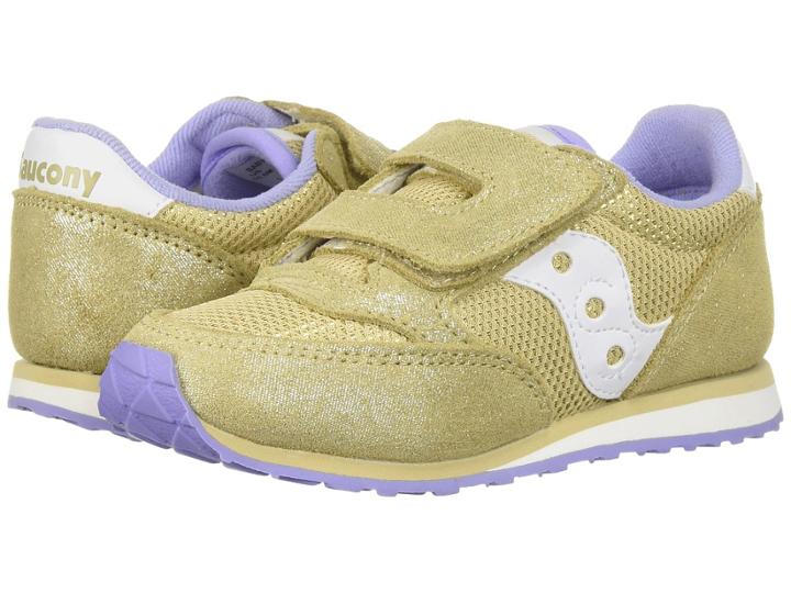 Saucony Kids Originals Jazz Hook Loop (toddler/little Kid) (gold/sparkle) Kids Shoes