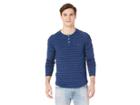 Original Penguin Long Sleeve Dash Stripe Henley (dark Indigo) Men's Long Sleeve Pullover