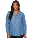 Levi's(r) Plus Plus Size Easy Popover Long Sleeve Woven (medium Authentic) Women's Long Sleeve Pullover