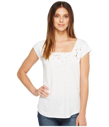 Nydj Cut Out Knit Tee (optic White) Women's T Shirt