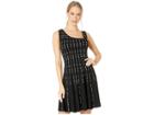 Bcbgmaxazria Dotted Striped A-line Dress (black/combo) Women's Dress