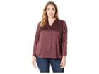 Vince Camuto Specialty Size Plus Size Long Sleeve Trinket Geo Button Down Blouse (port) Women's Blouse